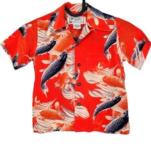 Vintage Avanti Kids 100% Silk Koi Fish Hawaiian Shirt